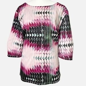 6th & Lane Geometric Print Pink Scuba Top